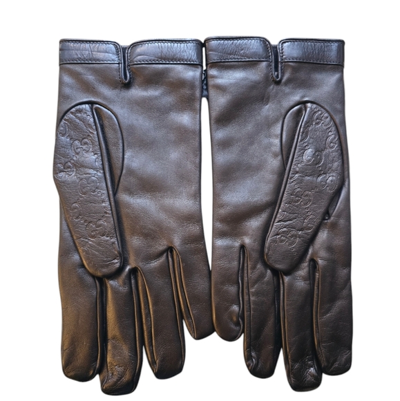 Gucci Brown Leather Men's Gloves - Picture 3 of 5